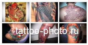 Значение тату карп - пример татуировки на фото