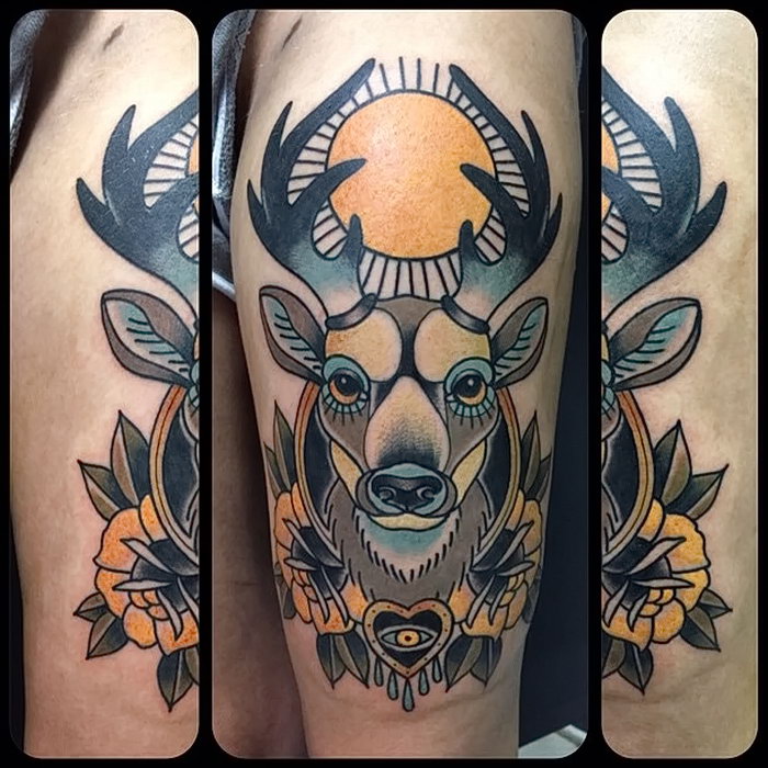 фото тату Олень от 15.11.2017 № 056 - tattoo Deer - tattoo-photo.ru.