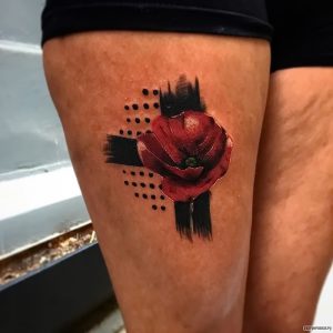 фото тату цветок Мак от 17.11.2017 №015 - tattoo flower mack - tattoo-photo.ru