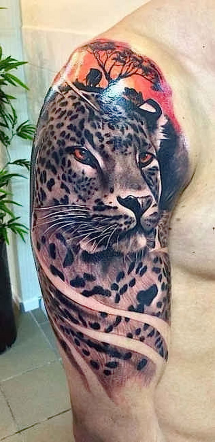 фото тату Леопард от 18.11.2017 №063 tattoo Leopard tattoophoto.ru