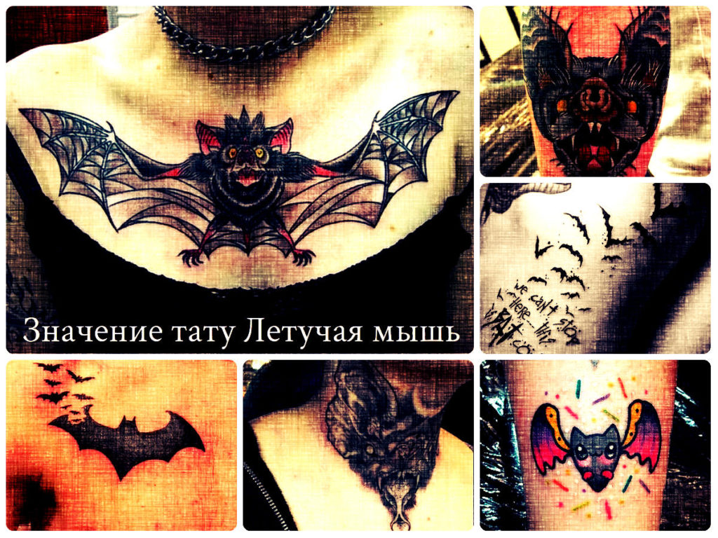 Значение тату Летучая мышь - фото примеры рисунков готовых татуировок на теле