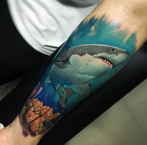 фото тату Акула от 15.11.2017 №012 - Shark Tattoo - tattoo-photo.ru