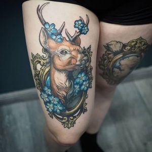 фото тату Олень от 15.11.2017 №008 - tattoo Deer - tattoo-photo.ru
