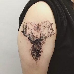 фото тату Олень от 15.11.2017 №022 - tattoo Deer - tattoo-photo.ru