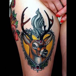 фото тату Олень от 15.11.2017 №023 - tattoo Deer - tattoo-photo.ru