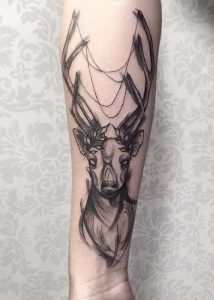 фото тату Олень от 15.11.2017 №035 - tattoo Deer - tattoo-photo.ru