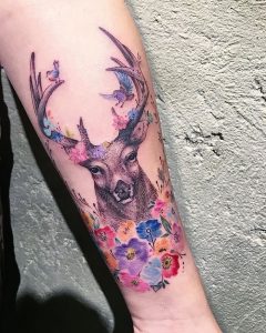 фото тату Олень от 15.11.2017 №039 - tattoo Deer - tattoo-photo.ru