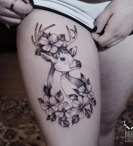 фото тату Олень от 15.11.2017 №044 - tattoo Deer - tattoo-photo.ru