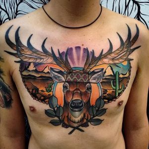 фото тату Олень от 15.11.2017 №055 - tattoo Deer - tattoo-photo.ru