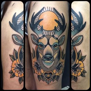 фото тату Олень от 15.11.2017 №056 - tattoo Deer - tattoo-photo.ru