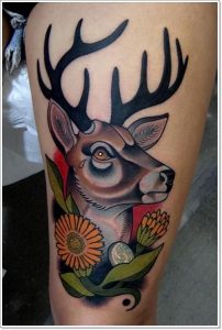 фото тату Олень от 15.11.2017 №059 - tattoo Deer - tattoo-photo.ru