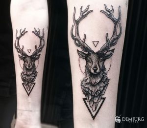 фото тату Олень от 15.11.2017 №066 - tattoo Deer - tattoo-photo.ru