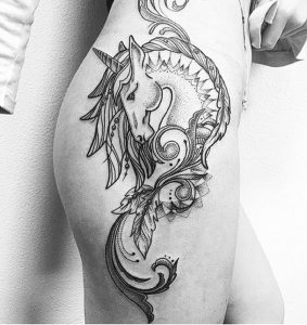 фото тату единорог от 14.11.2017 №014 - unicorn tattoo - tattoo-photo.ru