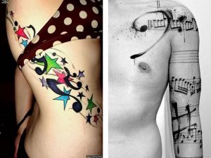 фото тату с нотами от 16.11.2017 №062 - tattoo with notes - tattoo-photo.ru