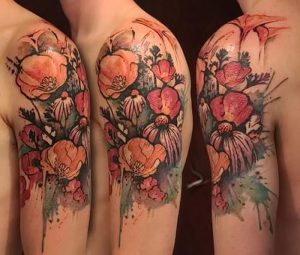 фото тату цветок Мак от 17.11.2017 №001 - tattoo flower mack - tattoo-photo.ru