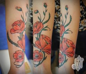 фото тату цветок Мак от 17.11.2017 №002 - tattoo flower mack - tattoo-photo.ru