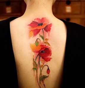 фото тату цветок Мак от 17.11.2017 №010 - tattoo flower mack - tattoo-photo.ru