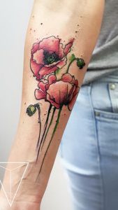 фото тату цветок Мак от 17.11.2017 №023 - tattoo flower mack - tattoo-photo.ru