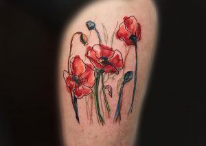 фото тату цветок Мак от 17.11.2017 №033 - tattoo flower mack - tattoo-photo.ru