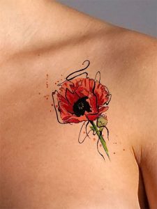 фото тату цветок Мак от 17.11.2017 №036 - tattoo flower mack - tattoo-photo.ru