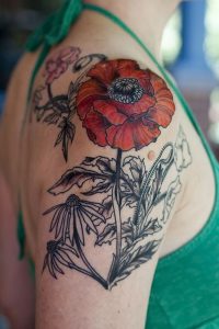 фото тату цветок Мак от 17.11.2017 №050 - tattoo flower mack - tattoo-photo.ru