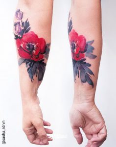 фото тату цветок Мак от 17.11.2017 №055 - tattoo flower mack - tattoo-photo.ru