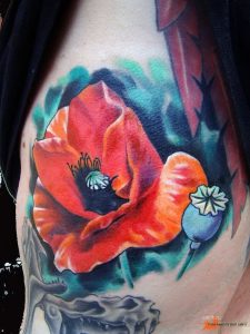 фото тату цветок Мак от 17.11.2017 №059 - tattoo flower mack - tattoo-photo.ru