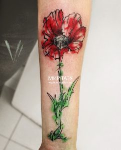 фото тату цветок Мак от 17.11.2017 №064 - tattoo flower mack - tattoo-photo.ru