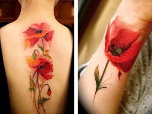 фото тату цветок Мак от 17.11.2017 №065 - tattoo flower mack - tattoo-photo.ru