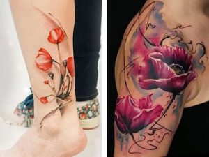 фото тату цветок Мак от 17.11.2017 №066 - tattoo flower mack - tattoo-photo.ru