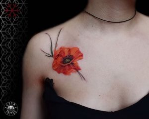 фото тату цветок Мак от 17.11.2017 №071 - tattoo flower mack - tattoo-photo.ru