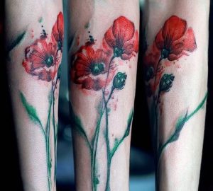 фото тату цветок Мак от 17.11.2017 №079 - tattoo flower mack - tattoo-photo.ru