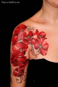 фото тату цветок Мак от 17.11.2017 №084 - tattoo flower mack - tattoo-photo.ru