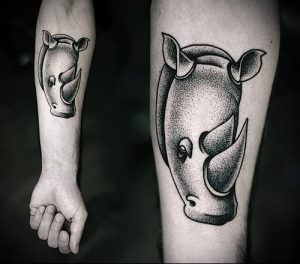 фото тату носорог (rhino tattoo) (значение) - пример рисунка - 033 tatufoto.com