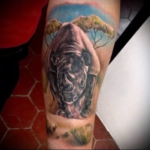 фото тату носорог (rhino tattoo) (значение) - пример рисунка - 036 tatufoto.com