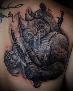 фото тату носорог (rhino tattoo) (значение) - пример рисунка - 009 tatufoto.com