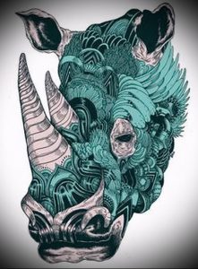 фото тату носорог (rhino tattoo) (значение) - пример рисунка - 035 tatufoto.com