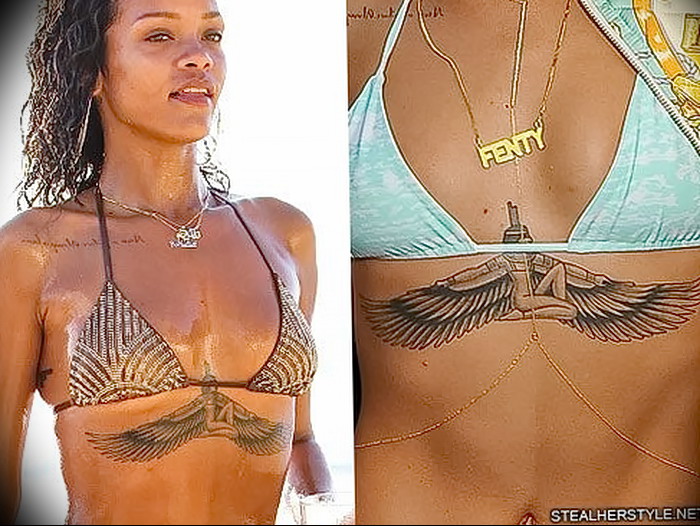 фото Тату Рианны от 30.09.2017 №030 - Rihanna Tattoo - tattoo-photo.ru