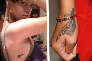 фото Тату Рианны от 30.09.2017 №022 - Rihanna Tattoo - tattoo-photo.ru