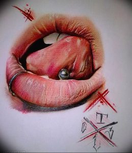 фото тату губы рисунок от 30.09.2017 №012 - tattoo lips drawing - tattoo-photo.ru