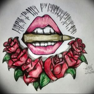 фото тату губы рисунок от 30.09.2017 №016 - tattoo lips drawing - tattoo-photo.ru