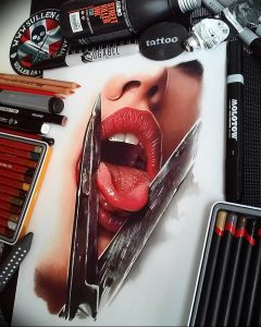 фото тату губы рисунок от 30.09.2017 №039 - tattoo lips drawing - tattoo-photo.ru