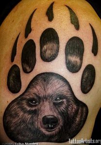 фото тату медвежья лапа от 30.09.2017 №033 - bear paw tattoo - tattoo-photo.ru