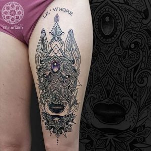 фото тату доберман от 21.11.2017 №096 - Doberman tattoo - tattoo-photo.ru