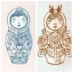 фото тату Матрешка от 25.12.2017 №068 - Matryoshka tattoo - tattoo-photo.ru