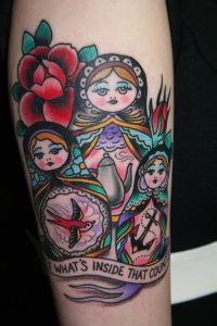 фото тату Матрешка от 25.12.2017 №086 - Matryoshka tattoo - tattoo-photo.ru