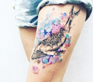 фото тату рыба кит от 07.12.2017 №073 - fish whale tattoo - tattoo-photo.ru