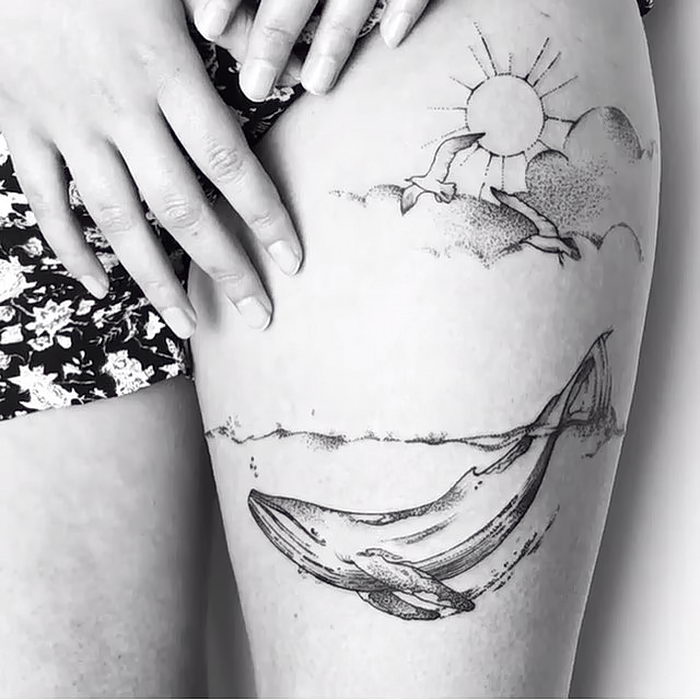 Татуировка кит: символика