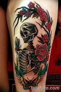 фото тату скелет от 28.12.2017 №089 - tattoo skeleton - tattoo-photo.ru