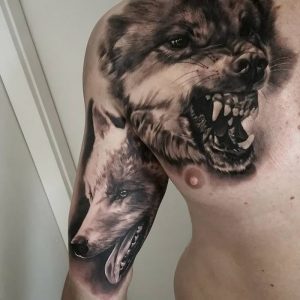фото тату волк от 12.03.2018 №031 - tattoo wolf - tattoo-photo.ru